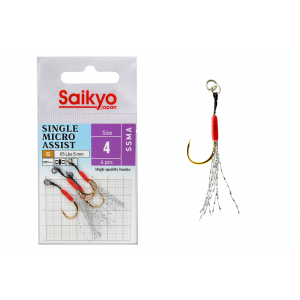 Крючки Saikyo SSMA SINGLE MICRO ASSIST №4 (4 шт) Крючки Saikyo SSMA SINGLE MICRO ASSIST №4 (4 шт)